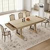 71" Industrial Dining Table for 6-8 People with 2 Storage Drawers, Large Rectangular Kitchen Table, Heavy-Duty Wood Dining Table for Dining Room, Living Room, Home Office,Natural