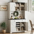 71" Kitchen Pantry with 2 Drawers & 3 Wine Racks, Farmhouse