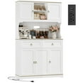 thumbnail image 1 of 71" Kitchen Pantry Cabinet with Charging Station, Farmhouse Storage Hutch with Drawers and Countertop, Microwave Stand for Dining Room, White, 1 of 5