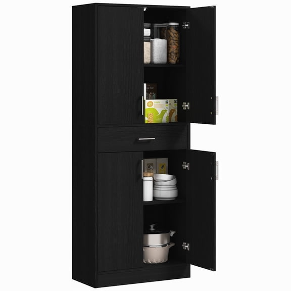 71" Kitchen Storage with Silver Handles / Offer Modern Kitchen Look