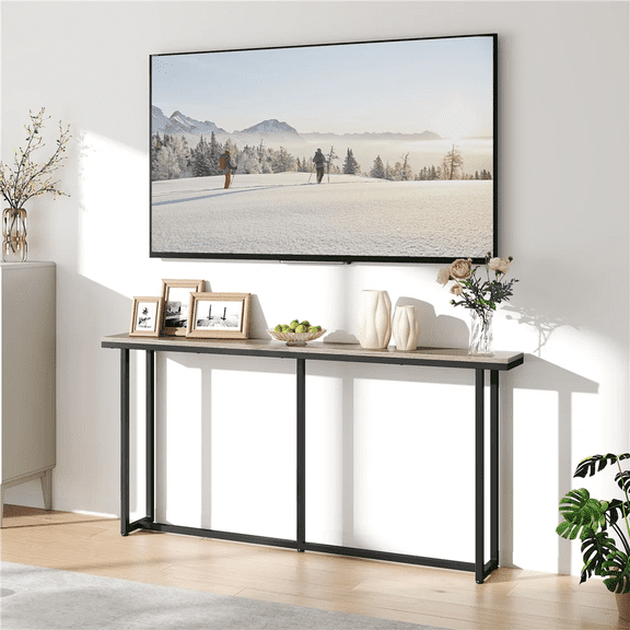 71" L Modern Extended Console Table for Hallway Living Room, Gray