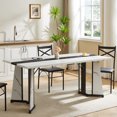thumbnail image 1 of 71" Large Dining Room Table for 6, Rectangular Kitchen Table with Adjustable Legs, Waterproof Wood Grain Dining Table for Big Family, White, 1 of 9