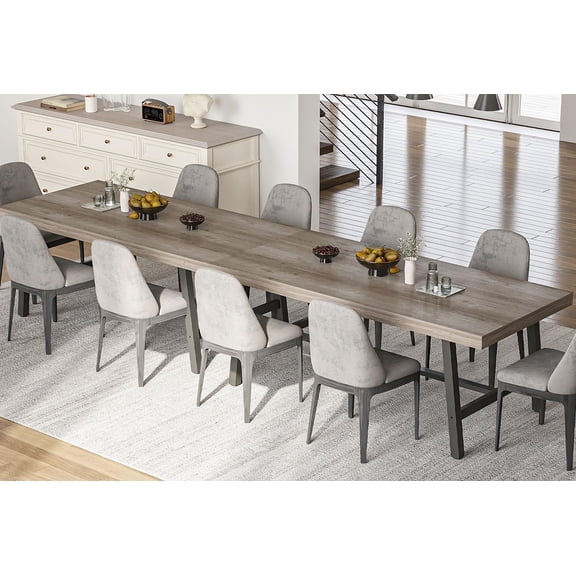 71" Large Dining Table Set of 2 for 8-12, Farmhouse Dinner Table with Adjustable Feet for Kitchen, Dining Room & Living Room - Gray