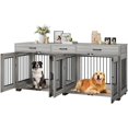 71" Large Dog Crate for 2 Dogs, Dog Crate with 3 Drawers, Grey Oak ...