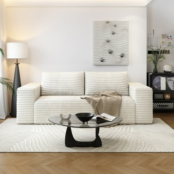 71" Loveseat Sofa,Modular Couch with Deep Seat Memory Foam,Comfy Small Cloud Couch for Small Spaces,No Assembly Sofa for Living Room Bedroom,Apartment,White