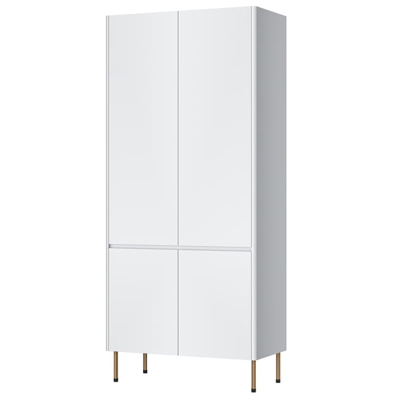 71" Metal Pantry Cabinet with Adjustable Shelves, White
