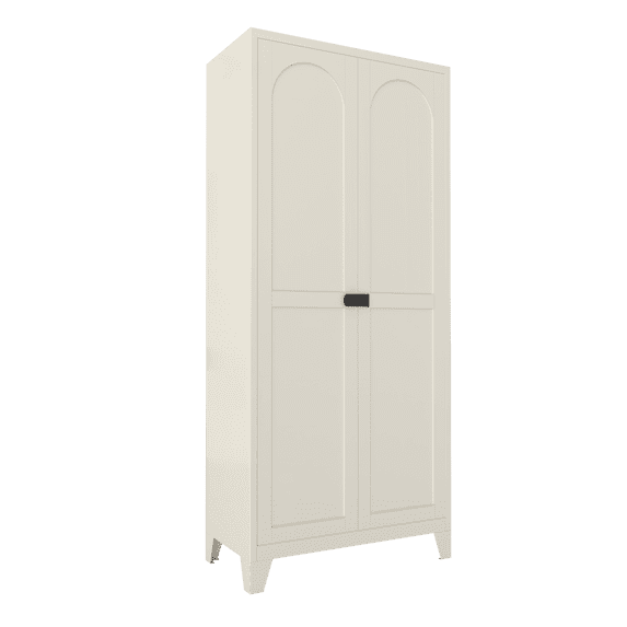 71" Metal Storage Cabinet with 2 Doors and Adjustable Shelves, Extra Large Pantry Cabinet with Anti Tip and Lock, Food Pantry Cabinet, for Bedroom, Kitchen, Office, Beige