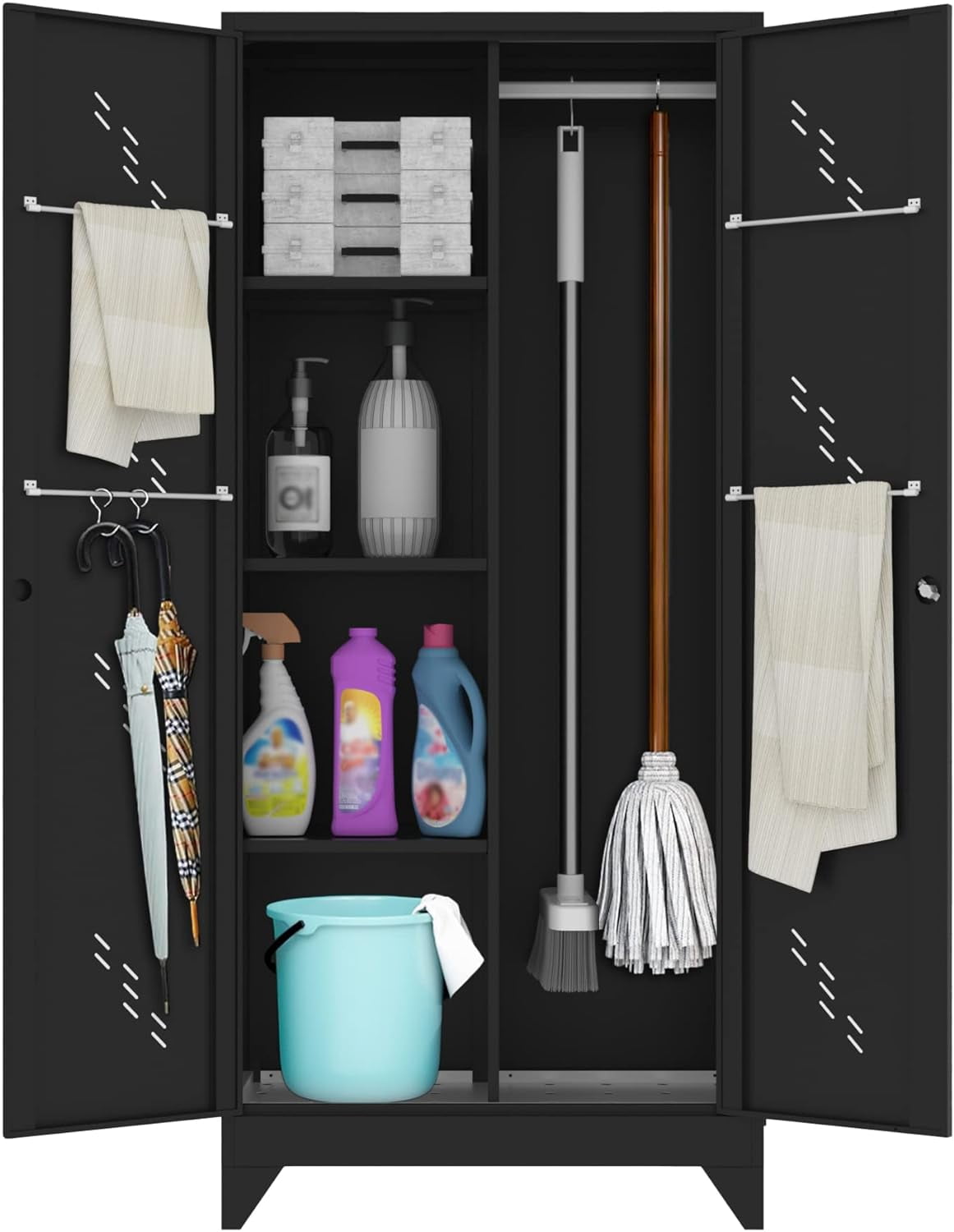 71'' Metal Storage with Doors, Multifunctional Bathroom