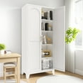 thumbnail image 1 of 71" Metal Storage Cabinet with Doors and Adjustable Shelves for Kitchen,Bedroom,Living Room,White, 1 of 7
