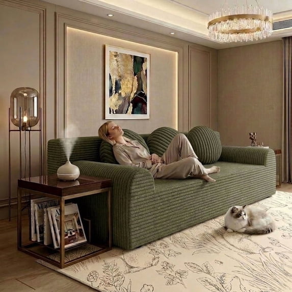 71" Modern Corduroy Small Loveseat, Cloud Memory Foam Compressed Couch in a Box, Boneless Space-Saving Sofa for Living Room Bedroom Apartment, No Assembly