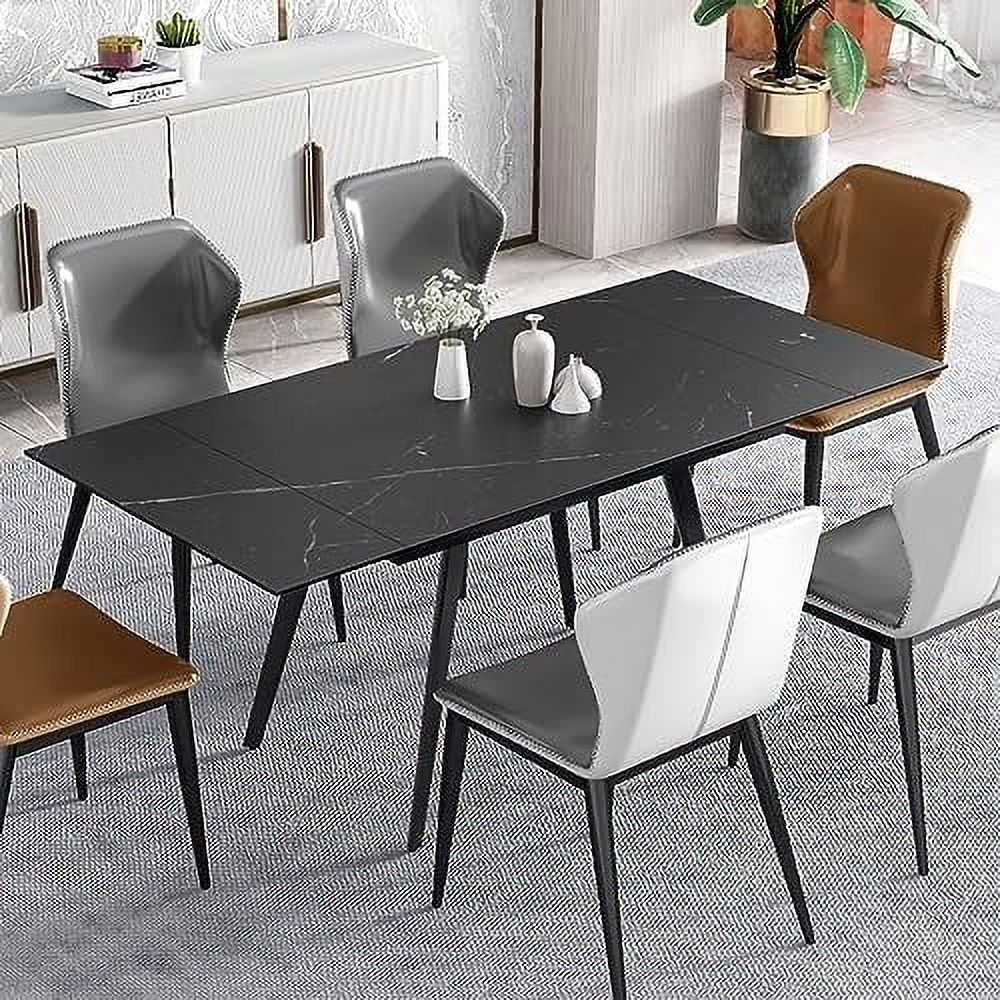71" Modern Dining Table for 4-6 People, Rectangular Black Kitchen Table ...