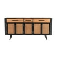 thumbnail image 1 of 71" Modern Rustic Black Natural and Rattan Buffet Server, 1 of 6