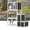 thumbnail image 1 of 71" Multi-Level Wooden Cat House for Indoor & Outdoor Use - Cozy 3-Tier Cat Shelter with 4 Platforms, 2 Doors & Jump Box - Ideal for 1-3 Cats - Durable & Stylish Kitty Condo, Elegant Gray, 1 of 9