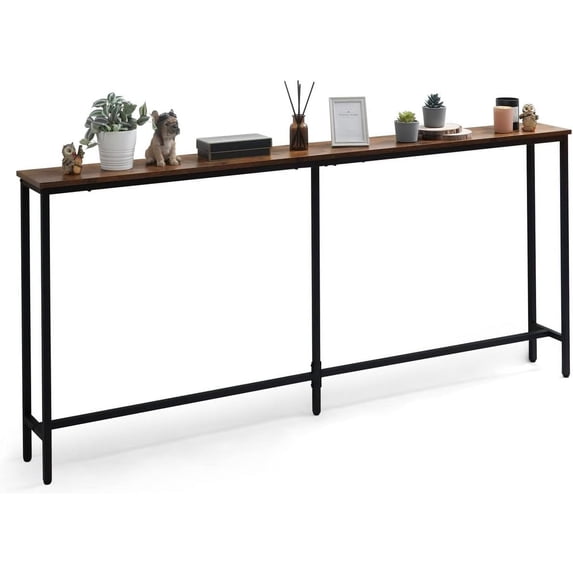 71" Narrow Long Console Table Behind Couch, Sofa Table for Entryway Living Room, Extra Long Skinny Hallway Table, Rustic Oak