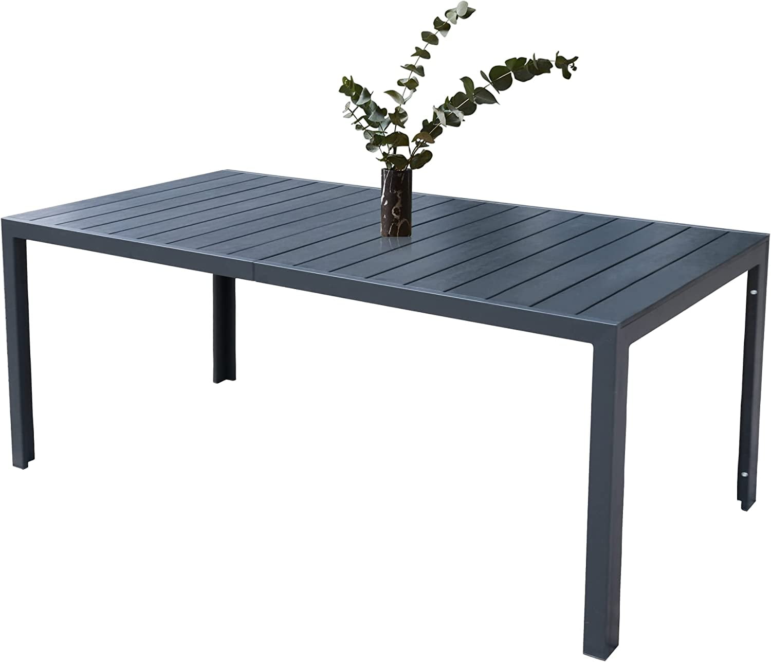 "71"" Long Patio Dining Table, Aluminum Frame, PS Finish Tabletop, Heavy Duty, Indoor/Outdoor