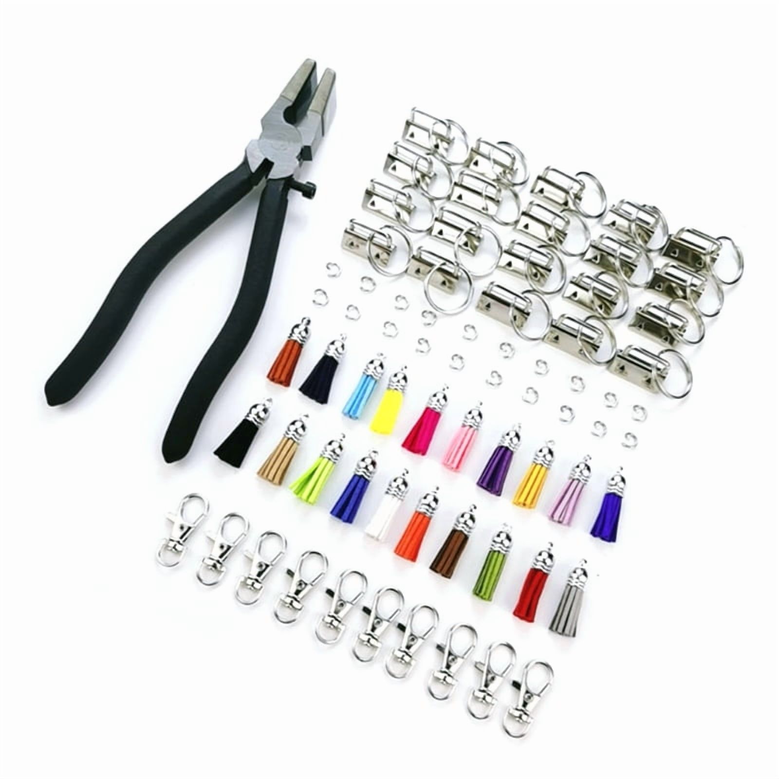 71 Pcs for Key Fob Hardware Set Includes 20 for Key Chain Pendants 20 Keychain Tassel 20 Open Rings 10 Lobster Clasps 1