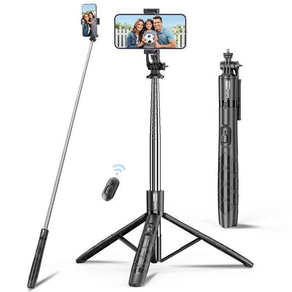 SelfieShow 71" Phone Tripod for iphone, Extendable Selfie Stick Tripod Stand with Wireless Remote, 360° Rotation Cell Phone Tripod for Video Recording, Compatible with iphone Android (Black)