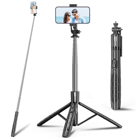 71" Phone Tripod & Selfie Stick, All in One Extendable Cell Phone Tripod with Wireless Remote, Tripod Stand for iPhone & Travel Tripod 360° Rotation Compatible with iPhone Android Phone, Camera