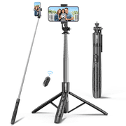 SelfieShow 71 Extendable Phone Tripod & Selfie Stick with Wireless Remote, 360  Rotatable Cell Phone Holder for Video Recording, Compatible with iphone & Android Black