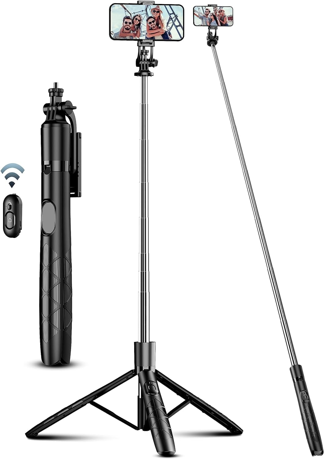 71" Phone Tripod & Selfie Stick, All in One Extendable Cell with Wireless Remote, Tripods Stand for iPhone Travel Stick 360° Rotation Compatible Android, Camera