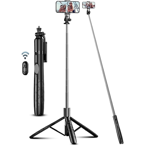 71" Phone Tripod & Selfie Stick, All in One Extendable Cell with Wireless Remote, Tripods Stand for iPhone Travel Stick 360° Rotation Compatible Android, Camera