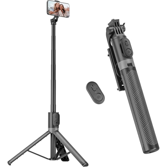71 Phone Tripod & Selfie Stick, Portable All in One Extendable Cell Phone Tripod Stand, with Wireless Remote Control for iPhone/Samsung/Android/Camera