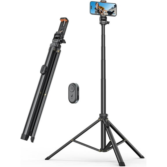 71'' Phone Tripod & Selfie Stick, Tripod for iPhone with Detachable Remote, Portable Phone Tripod Stand for Video Recording, Travel Tripod for Cell Phone, Compatible with Smartphones, DSLR