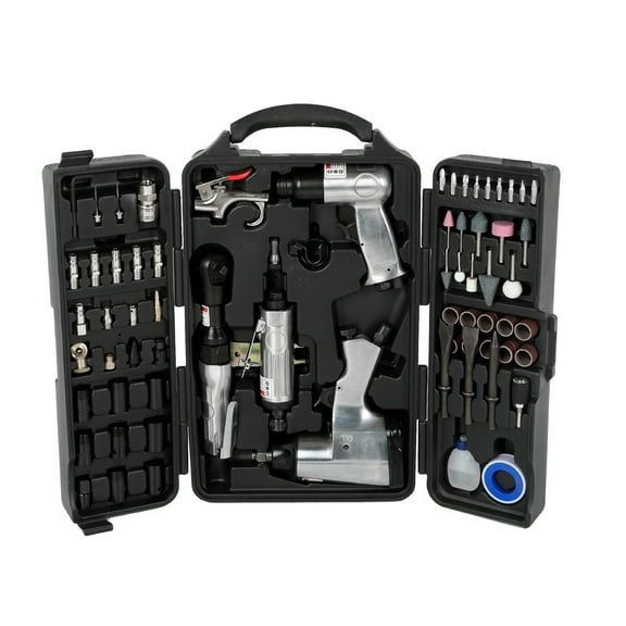 71 Piece Air Tool and Accessories Kit, Impact Wrench, Air Ratchet, Die Grinder, Aire Hammer, Hose Fittings, Storage Case
