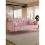 71 Pink Velvet Bed, Multi-functional For Small Offices, Adjustable , Build, Easy To Put Together Bed 71 Inch, Convertible Different Needs, 2 Seats, Setup