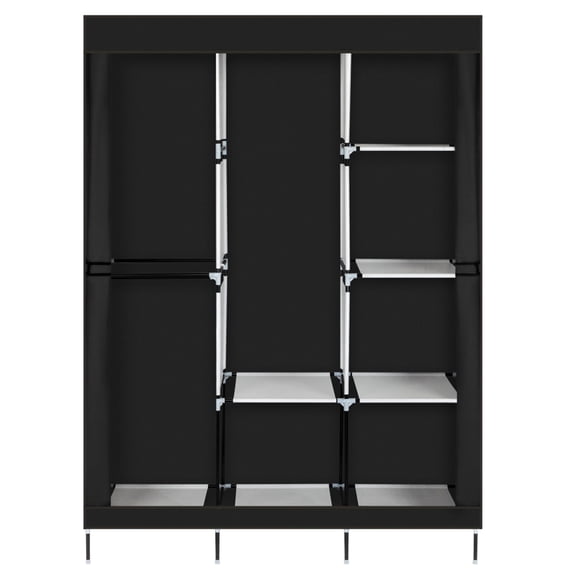 71" Portable Closet Wardrobe Clothes Rack Storage Organizer with Shelf, Black