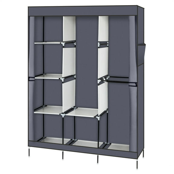 71" Portable Wardrobe with Shelves - Gray Clothes Rack & Storage Organizer for Closet