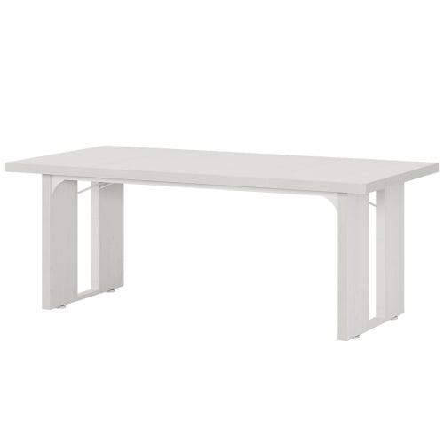 71" Rustic Farmhouse Dining Table for 68 People Large Rectangular Kitchen Table, Wood Dining Room Table for Family Meals, Events & Workspace, Wash White Finish