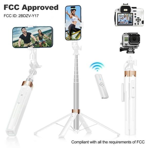 Tall Selfie Stick Phone Tripod with Bluetooth Remote -71 inches Adjustable Phone Tripod Stand, 1/4" Screw Mount Compatible with iPhone, Android, GoPro, Camera for Vlogging, Recording, Live Streaming
