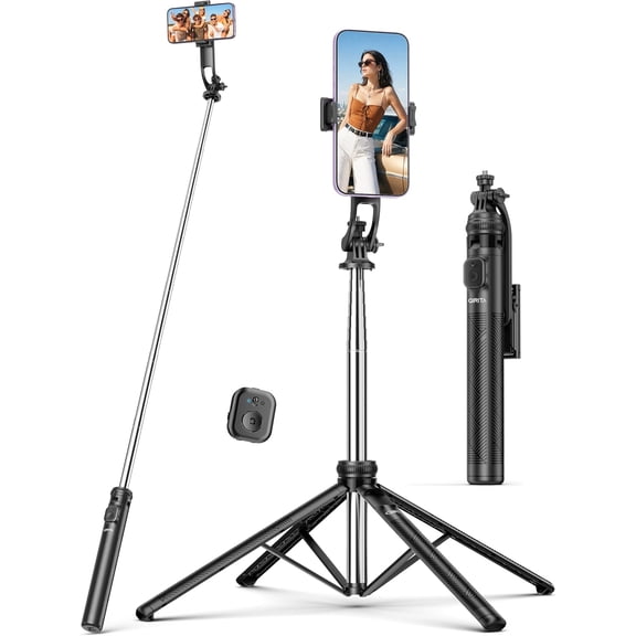 71" Selfie Stick Tripod, All in One Quadripod with Remote & Phone Holder, Extendable Cell Phone Tripod, Travel Tripod Stand Compatible with for Cell Phone & Camera, iPhone, Android,Video Recording