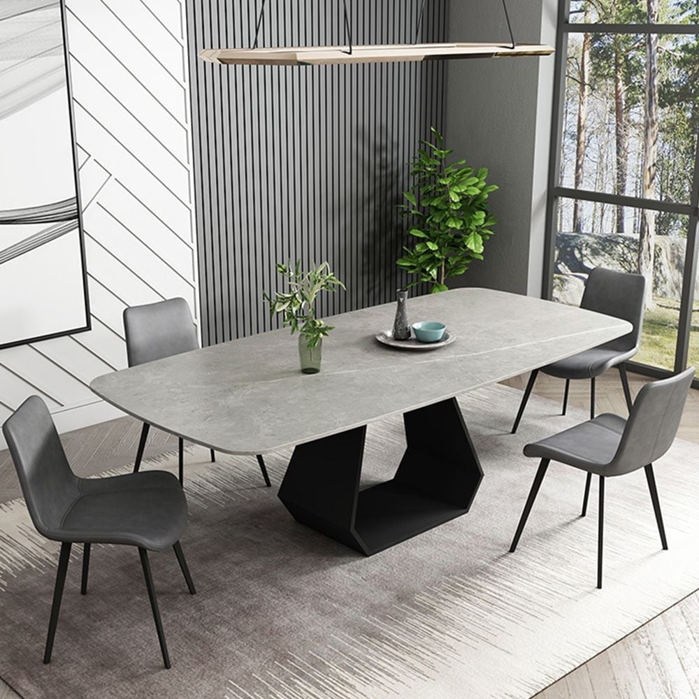 POVISON 71" Sintered Stone Dining Table for 6-8, Modern Gray Kitchen ...