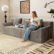 71" Small Couches for Small Spaces, Memory Foam Cloud loveseat Corduroy Couch in a Box, Compressed Boneless Sofa for Living Room Bedroom, Apartment Furniture, No Assembly Required, Camel