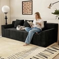 thumbnail image 1 of LUCKHAO 71" Memory Foam Loveseat Sofa, Corduroy Upholstered Cloud Couch in a Box, Small Space Boneless Sofa, No Assembly Required, Black, 1 of 8