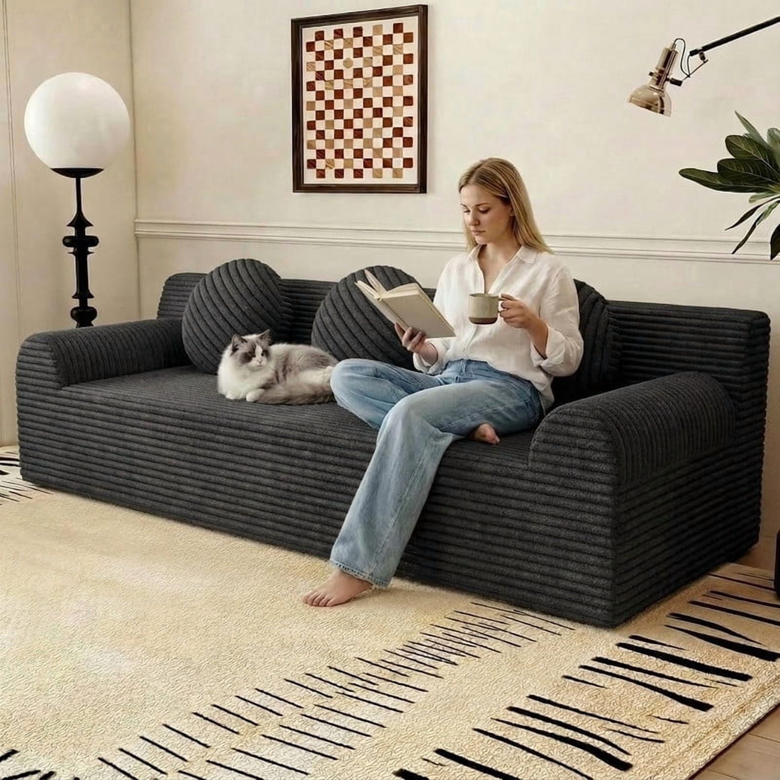 71" Small Couches for Small Spaces, Memory Foam Cloud loveseat Corduroy — free download