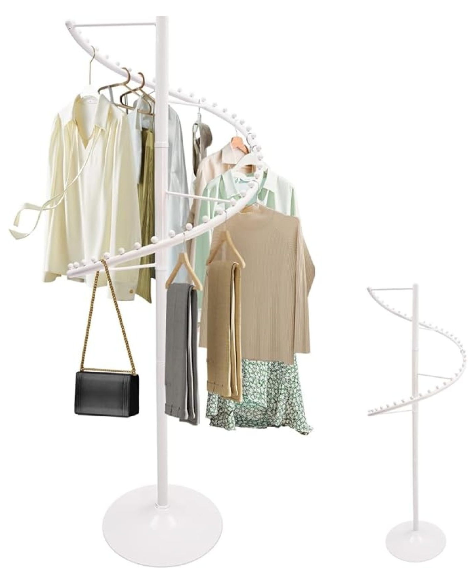 Rotating Clothes Rack Internal 71 in Spiral Rotating Clothing Rack 360° Rotating Freestanding Hanging ...