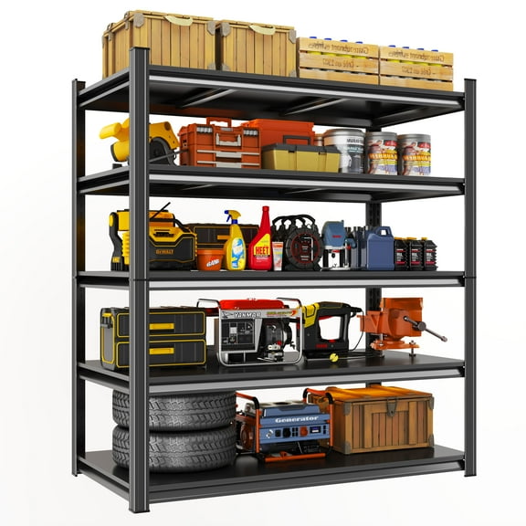 71''Storage Shelves, Garage Metal Shelving Unit, Adjustable, Double-Layer Column with Reinforced Ribs, Heavy-Duty, Capable of Bearing 600-3600 lbs, Suitable for Garage, Warehouse, Kitchen Storage