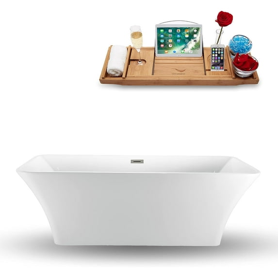 71" Streamline N1000BNK Freestanding Tub and Tray With Internal Drain