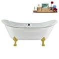 71" Streamline N5100BGLCH Soaking Clawfoot Tub and Tray With External