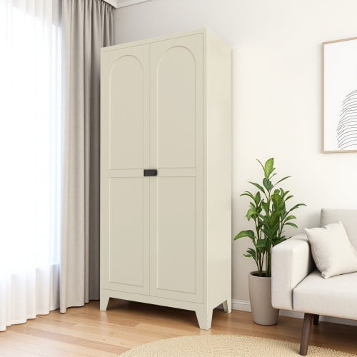 71'' Tall 2-Door Metal Storage Cabinet with Adjustable Shelves - Beige (Corrosion-Resistant, Multi-Room Use)