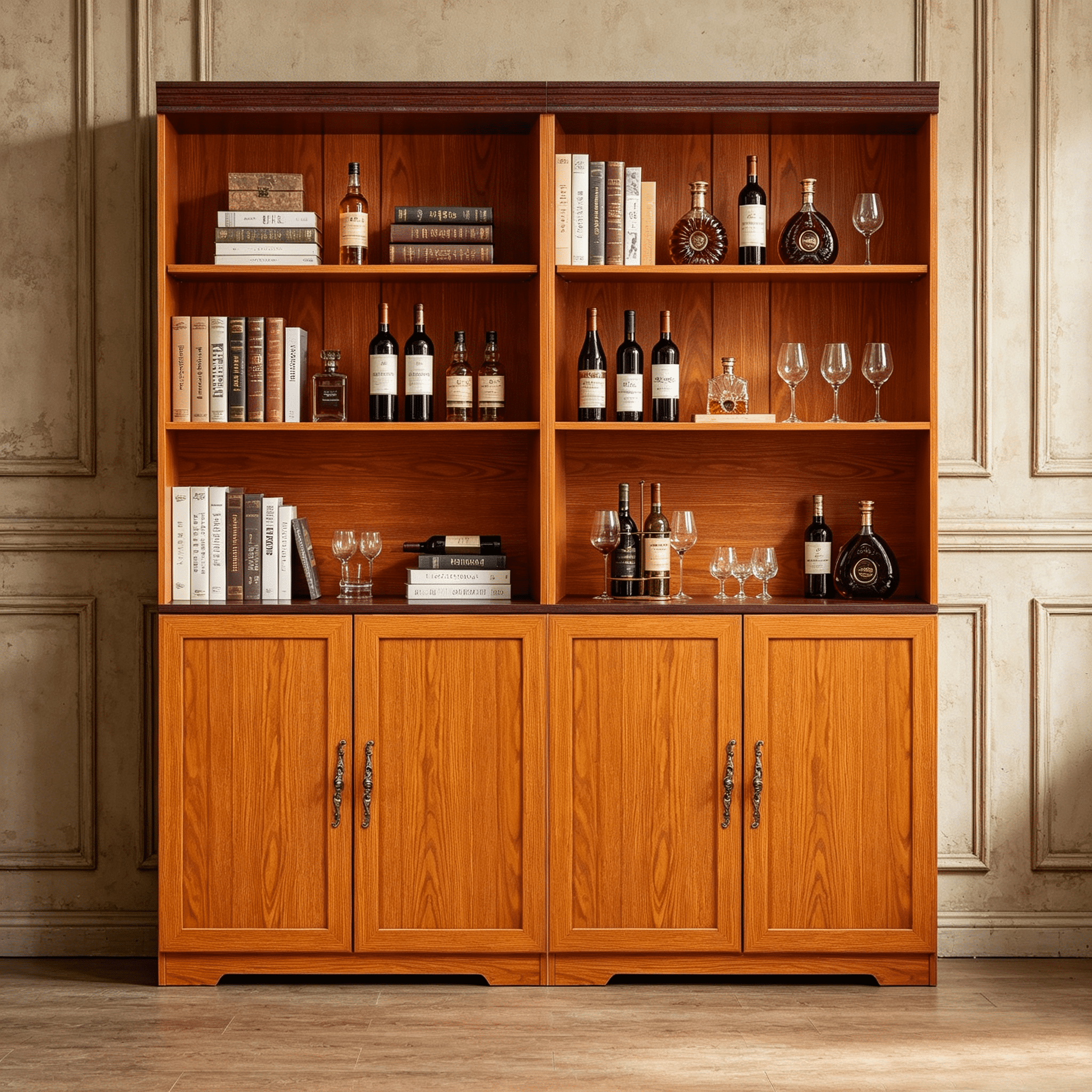 71" Tall 2 PCS Storage Bookcase with Adjustable Open Shelves and oor Cabinet, 3 Tier Display Bookshelf