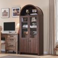71” Tall Arched Bookshelf, Modern Farmhouse Bookcase w/ Open