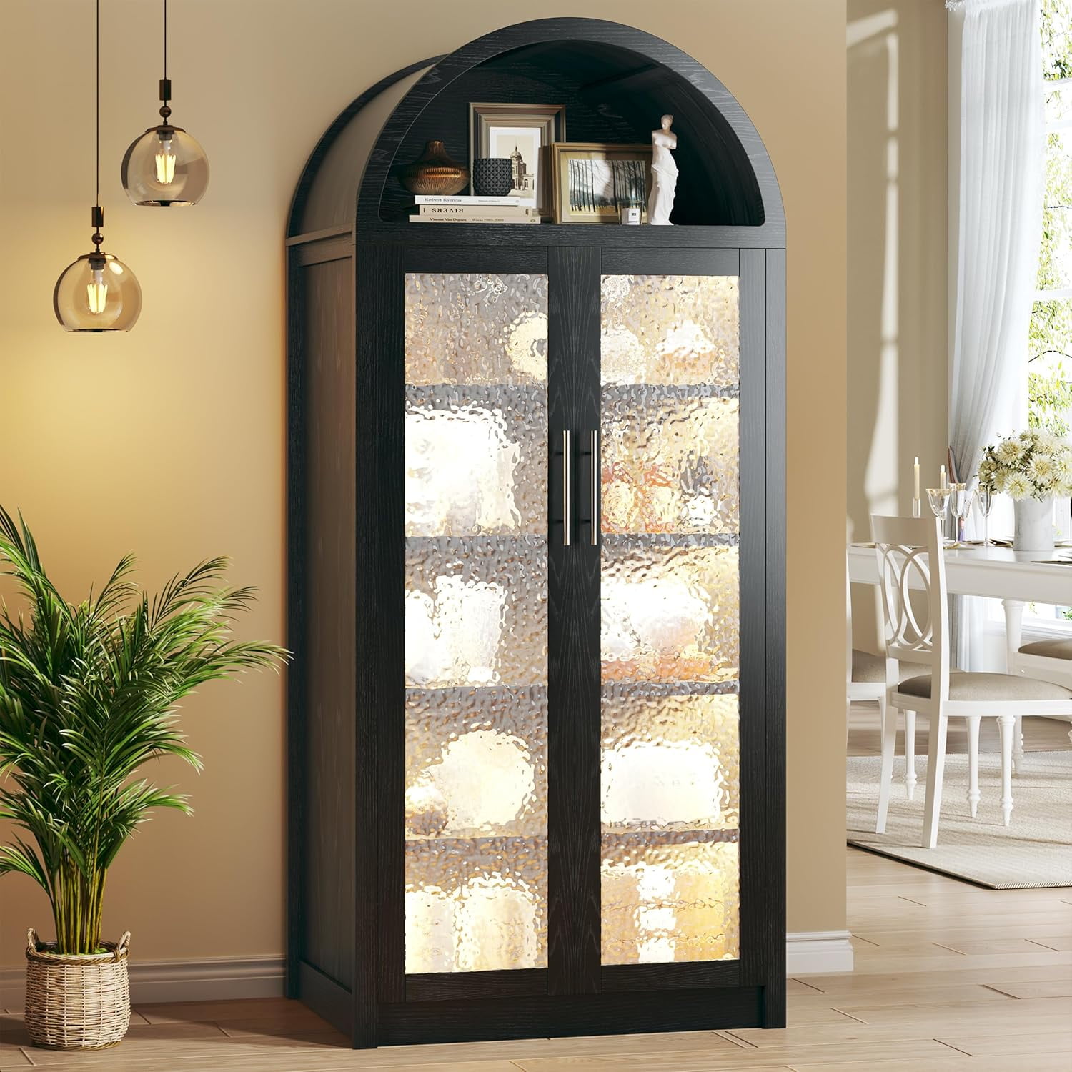 Tall Storage Cabinet With Glass Doors And Shelves