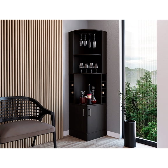 71" Tall Black Cabinet with Lower Drawer / Practical for Bar Tools