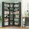 thumbnail image 1 of 71" Tall Corner Bookcase, Modern L-Shape Bookshelf with 18 Cube, Triple Wide Bookcase Display Display Shelf for Living Room, Home Office, Black, 1 of 10