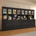 thumbnail image 1 of Farmhouse Pantry Cabinet Set of 4, 70.8" Tall, Black Freestanding Storage Cabinet with Glass Doors, 1 of 7