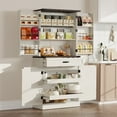 thumbnail image 1 of 71" Tall Farmhouse Kitchen Pantry Cabinet with 6 Side Shelves & Adjustable Shelves, 7 Layers Pantry Storage Cabinet with Drawer & Load-Bearing Steel Pipe for Kitchen,Living Room, White, 1 of 7